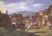 Achille-Etna Michallon Ruins of the Theater at Taormina (Sicily) (mk05) Sweden oil painting reproduction